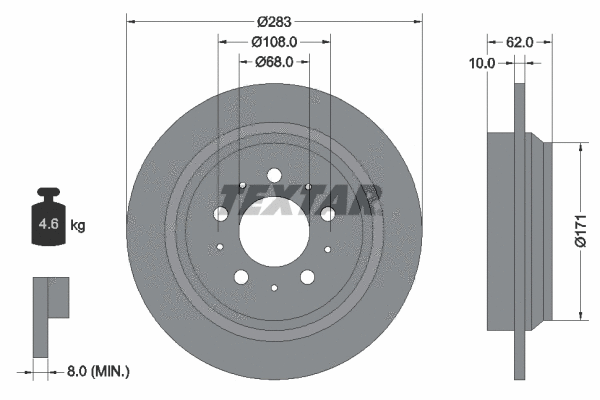 92088605 TEXTAR Тормозной диск (фото 1)
