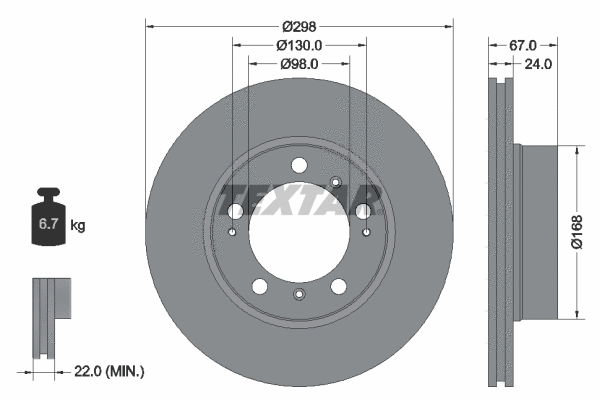 92088800 TEXTAR Тормозной диск (фото 1)