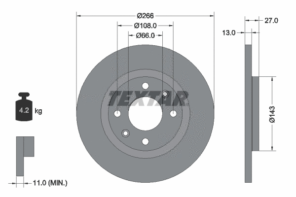 92089103 TEXTAR Тормозной диск (фото 1)
