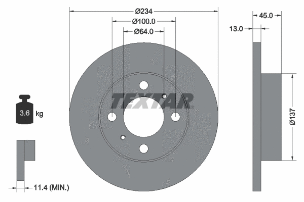 92089300 TEXTAR Тормозной диск (фото 1)