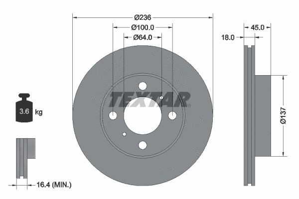 92089400 TEXTAR Тормозной диск (фото 1)
