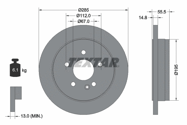 92090003 TEXTAR Тормозной диск (фото 1)