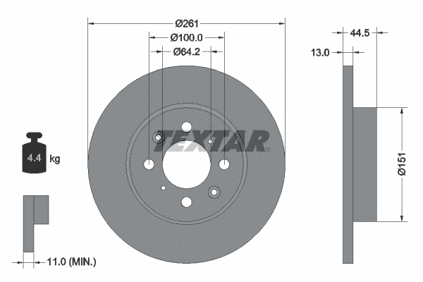 92090100 TEXTAR Тормозной диск (фото 1)