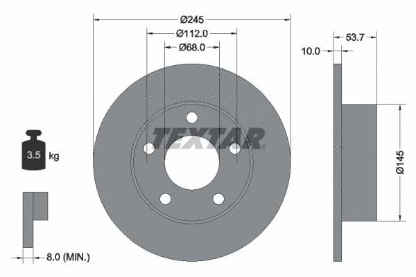 92090800 TEXTAR Тормозной диск (фото 1)