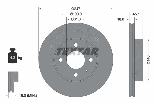 92091000 TEXTAR Тормозной диск (фото 1)