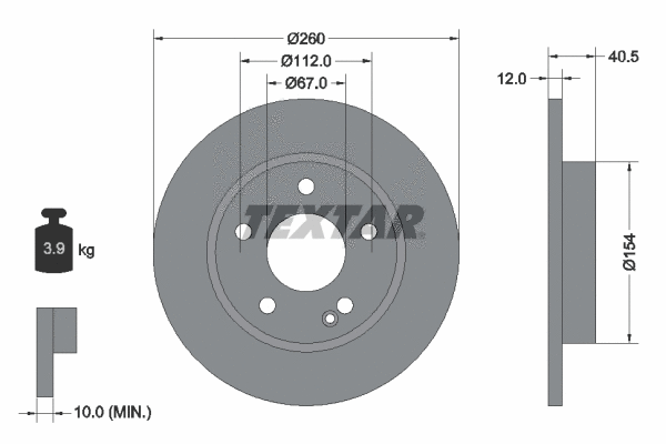92091203 TEXTAR Тормозной диск (фото 1)