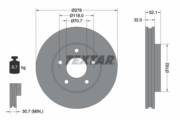92091500 TEXTAR Тормозной диск (фото 1)