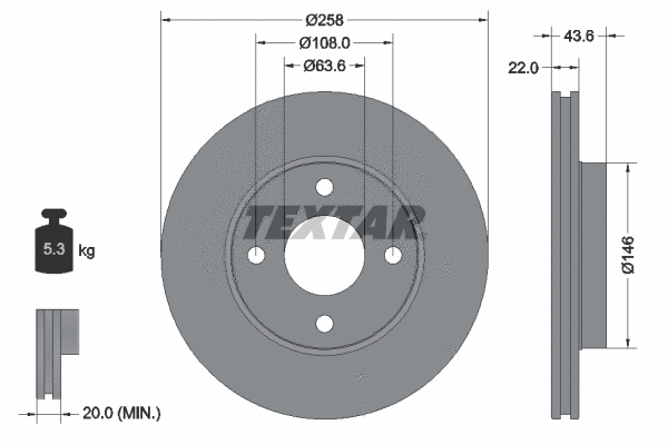 92096203 TEXTAR Тормозной диск (фото 1)