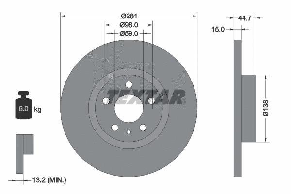 92096400 TEXTAR Тормозной диск (фото 1)
