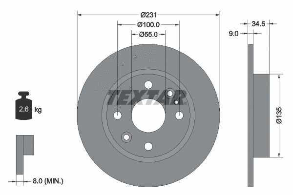 92096600 TEXTAR Тормозной диск (фото 1)