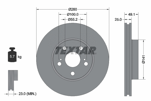 92096903 TEXTAR Тормозной диск (фото 1)