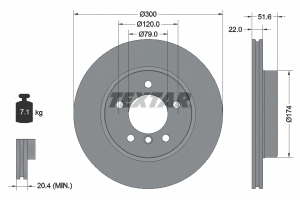 92097200 TEXTAR Тормозной диск (фото 1)