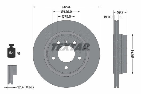 92097305 TEXTAR Тормозной диск (фото 1)