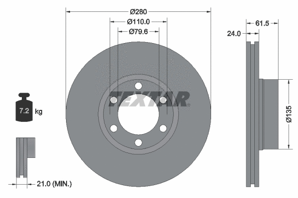 92097700 TEXTAR Тормозной диск (фото 1)