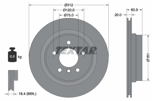 92098700 TEXTAR Тормозной диск (фото 1)