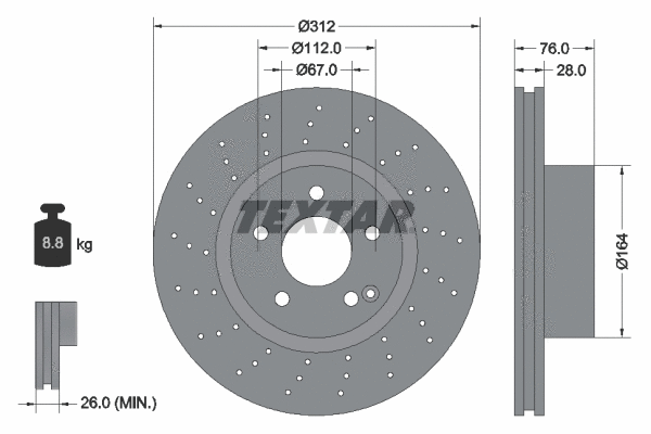 92099305 TEXTAR Тормозной диск (фото 1)