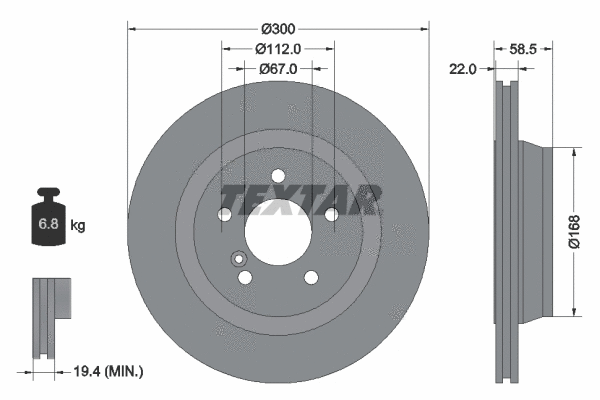 92099505 TEXTAR Тормозной диск (фото 1)