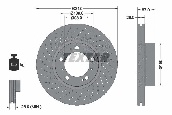 92099905 TEXTAR Тормозной диск (фото 1)