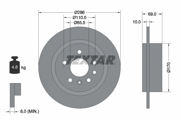 92100200 TEXTAR Тормозной диск (фото 1)