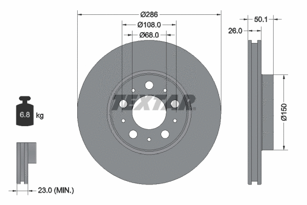 92100503 TEXTAR Тормозной диск (фото 1)