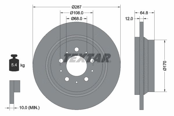 92100700 TEXTAR Тормозной диск (фото 1)