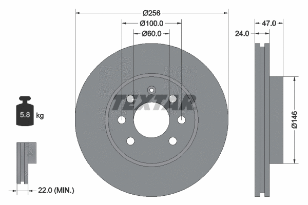 92102600 TEXTAR Тормозной диск (фото 1)