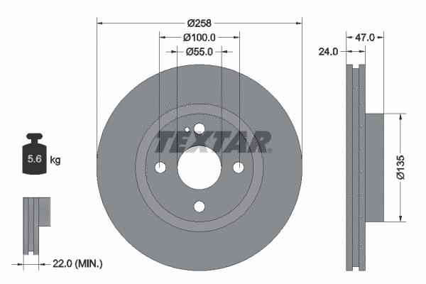 92103103 TEXTAR Тормозной диск (фото 1)