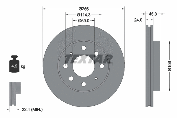 92103900 TEXTAR Тормозной диск (фото 1)