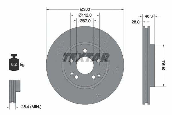 92106003 TEXTAR Тормозной диск (фото 1)