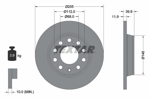 92106303 TEXTAR Тормозной диск (фото 1)