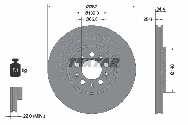 92106603 TEXTAR Тормозной диск (фото 1)