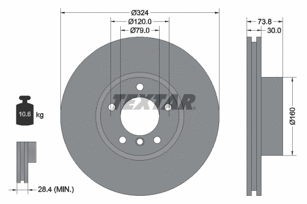 92107105 TEXTAR Тормозной диск (фото 1)