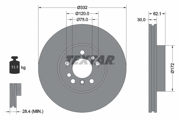 92107200 TEXTAR Тормозной диск (фото 1)