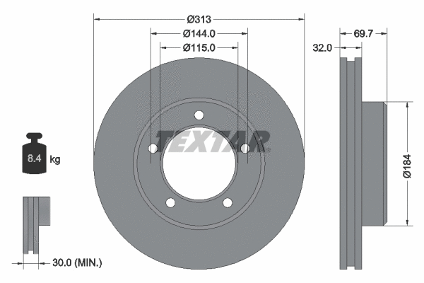 92108100 TEXTAR Тормозной диск (фото 1)