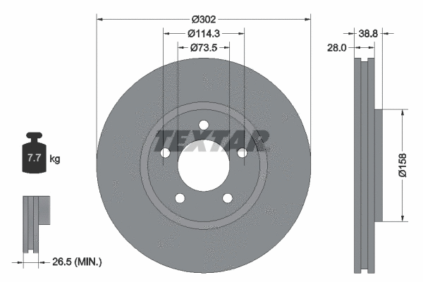 92108200 TEXTAR Тормозной диск (фото 1)