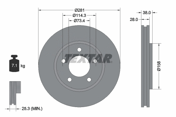 92108300 TEXTAR Тормозной диск (фото 1)