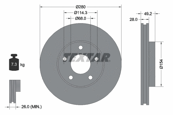 92109403 TEXTAR Тормозной диск (фото 1)