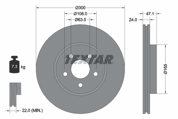 92109605 TEXTAR Тормозной диск (фото 1)