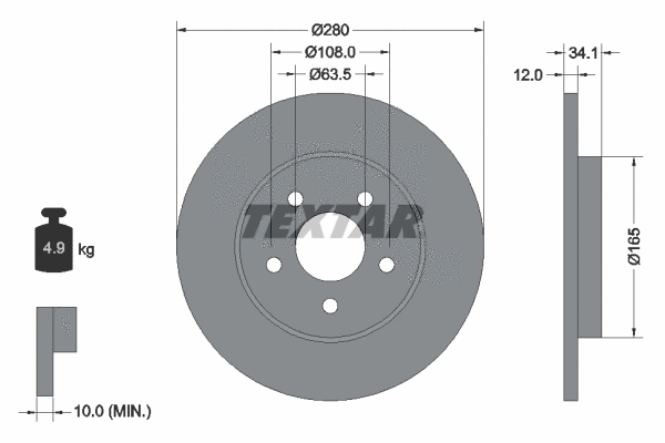 92109700 TEXTAR Тормозной диск (фото 1)