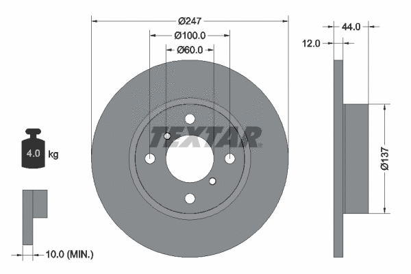 92110803 TEXTAR Тормозной диск (фото 1)