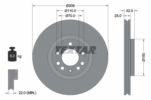 92110900 TEXTAR Тормозной диск (фото 1)