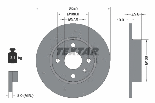 92111003 TEXTAR Тормозной диск (фото 1)