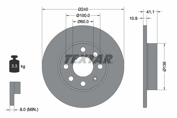 92111303 TEXTAR Тормозной диск (фото 1)