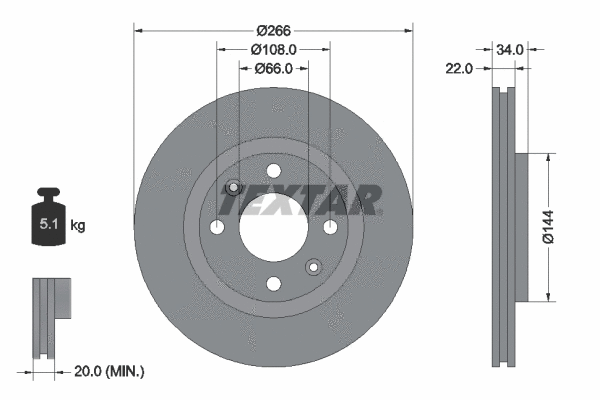 92111500 TEXTAR Тормозной диск (фото 1)