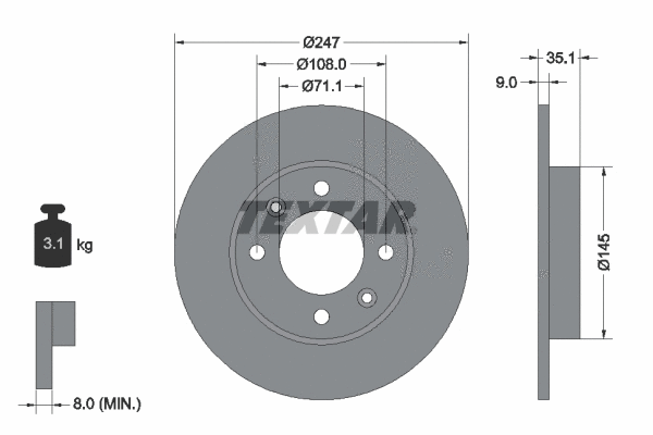 92111700 TEXTAR Тормозной диск (фото 1)