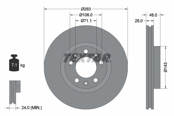 92111803 TEXTAR Тормозной диск (фото 1)