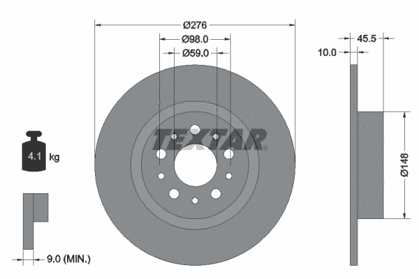 92114700 TEXTAR Тормозной диск (фото 1)