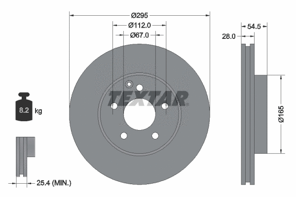 92115205 TEXTAR Тормозной диск (фото 1)