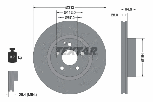 92115300 TEXTAR Тормозной диск (фото 1)