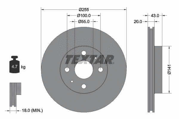 92115600 TEXTAR Тормозной диск (фото 1)
